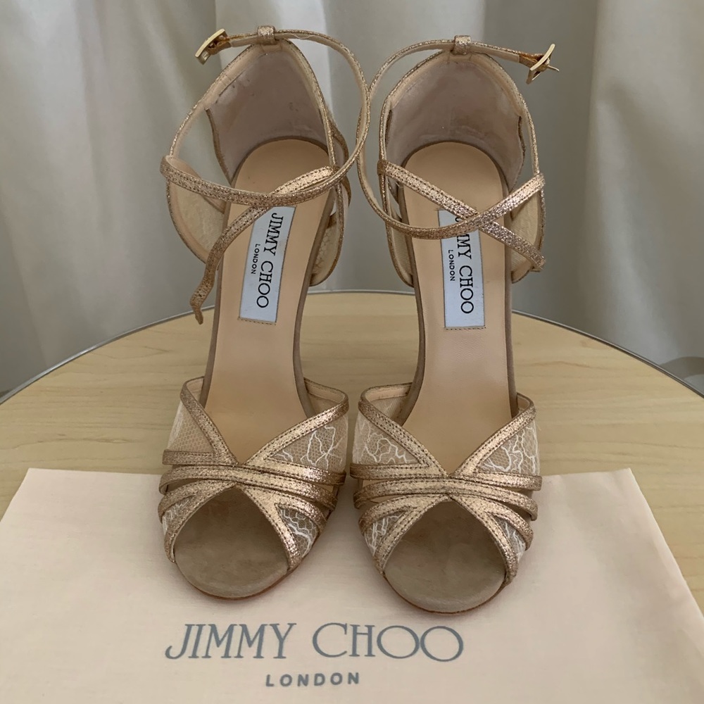 Jimmy Choo glitter and lace 131Fitch heels